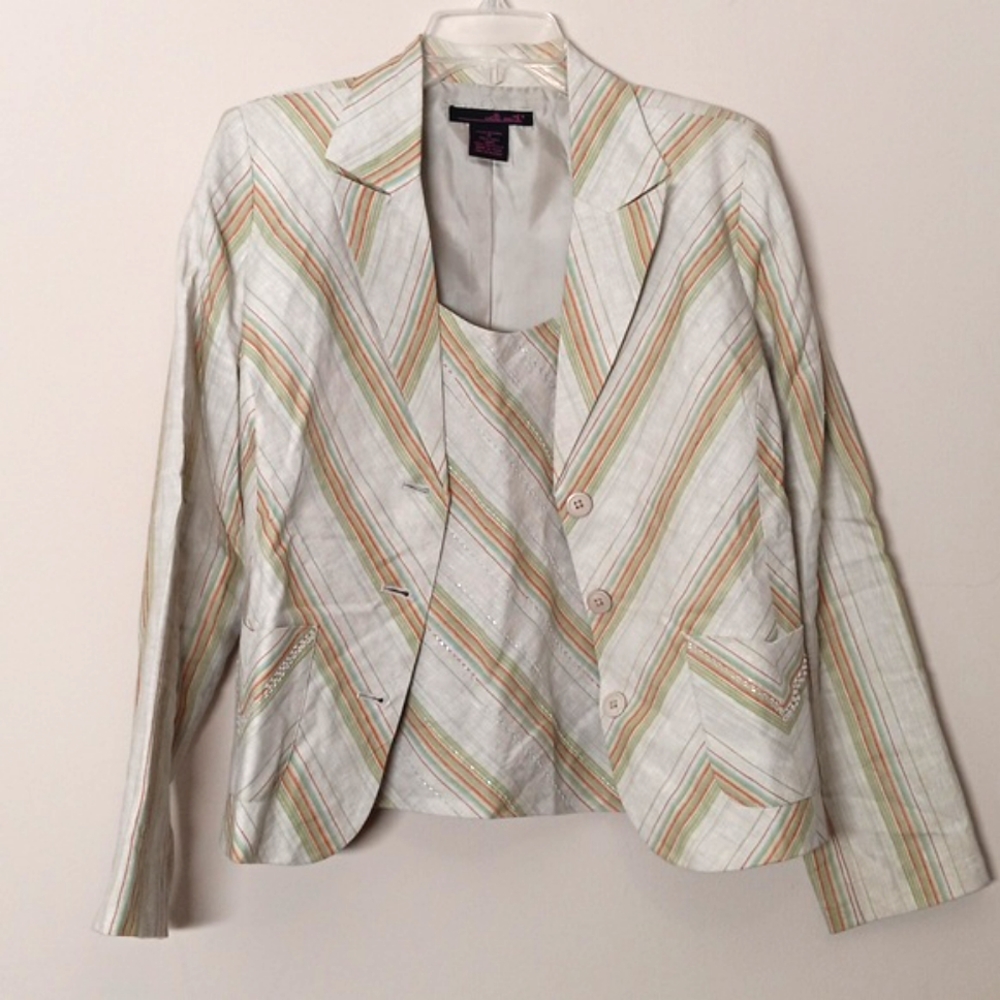 WILLI SMITH Y2K Blazer and Tank Linen Matching Set,size 10 and 12